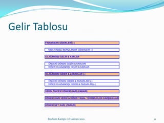 Gelir TablosuEtohum Kampı 12 Haziran 201011