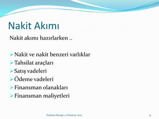 Nakit AkımıNakit akımı hazırlarken ..Nakit ve nakit benzeri varlıklar
