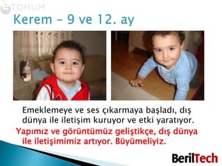 Emeklemeye ve ses çıkarmaya başladı, dış   dünya ile iletişim kuruyor ve etki yaratıyor.Yapımız ve görüntümüz geliştikçe, dış dünya ile iletişimimiz artıyor. Büyümeliyiz.Kerem – 9 ve 12. ay
