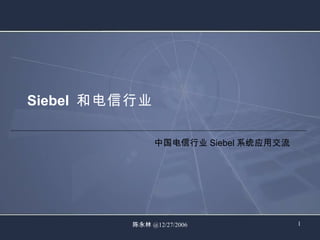 Siebel  和电信行业 中国电信行业 Siebel 系统应用交流  