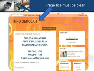 Page title must be clear
 