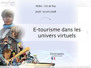 E-tourisme dans les univers virtuels David Castéra Stonfield InWorld PEBA – CCI de Pau jeudi  19 Juin 2008 