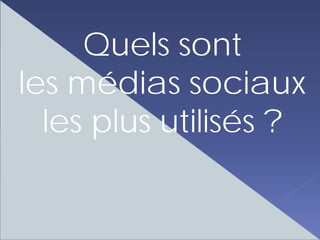 Quels sont
les médias sociaux
  les plus utilisés ?
 