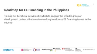 5
Roadmap for EE Financing in the Philippines
To map out beneﬁcial activities by which to engage the broader group of
deve...