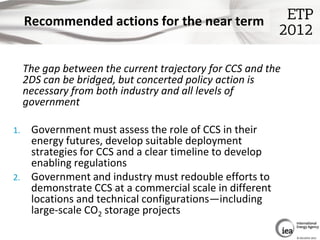 Recommended actions for the near term


     The gap between the current trajectory for CCS and the
     2DS can be bridge...