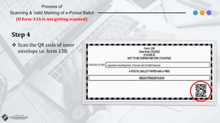 Step 4
 Scan the QR code of inner
envelope i.e. form 13B.
Process of
Scanning & Valid Marking of e-Postal Ballot
(If form-13A is not getting scanned)
 