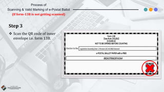Step 3
 Scan the QR code of inner
envelope i.e. form 13B.
Process of
Scanning & Valid Marking of e-Postal Ballot
(If form-13B is not getting scanned)
 