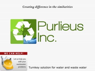 Turnkey solution for water and waste water
Creating difference in the similarities
 