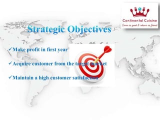 Make profit in first year
Acquire customer from the target market
Maintain a high customer satisfaction
 