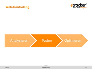 Web-Controlling
10© etracker GmbH
Analysieren Testen Optimieren
April 14
 