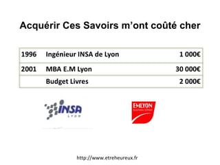 Acquérir Ces Savoirs m’ont coûté cher http://www.etreheureux.fr 