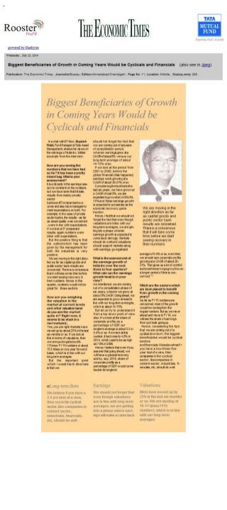 Economic Times Interview  - Rupesh Patel