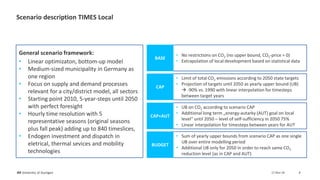 17-Nov-18IER University of Stuttgart 8
Scenario description TIMES Local
General scenario framework:
• Linear optimizaton, ...