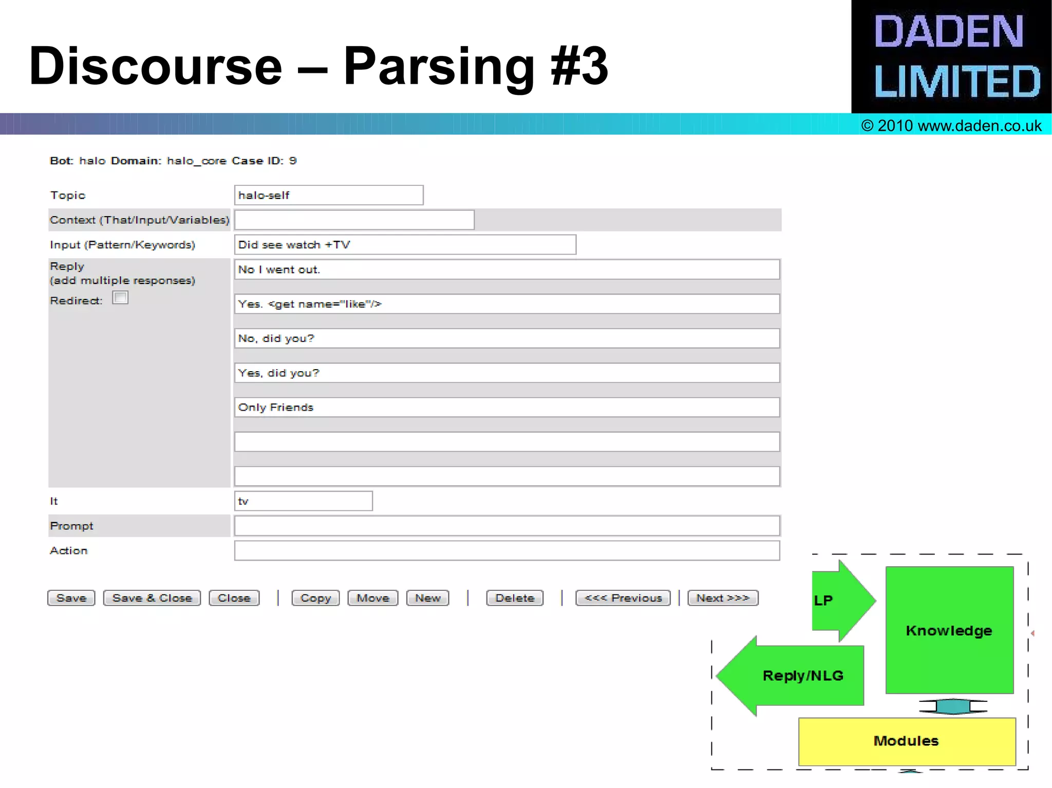 Discourse – Parsing #3
                         © 2010 www.daden.co.uk
 