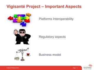 Page
Platforms Interoperability
Regulatory aspects
Business model
Vigisanté Project – Important Aspects
7© Sierra Wireless 2012
 