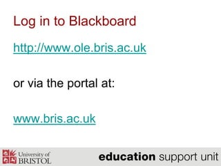 Basic Blackboard – demo 1Finding BlackboardLogging inYour Blackboard HomepageAccessing a course