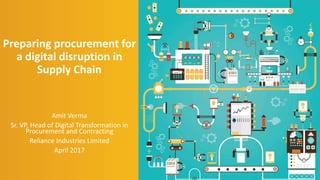 Preparing procurement for
a digital disruption in
Supply Chain
Amit Verma
Sr. VP, Head of Digital Transformation in
Procurement and Contracting
Reliance Industries Limited
April 2017
 