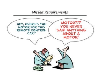Missed Requirements


Hey, Where’s the       Motor?!?
 motor for this       You never
remote control       said anything
 ...