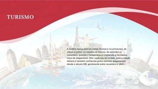 O luxo de Viena: conheça o
melhor da capital austríaca
Ettore Reginaldo Tedeschi
A melhor época para se visitar Veneza é na primavera, de
março a junho, ou mesmo no outono, de setembro a
novembro, quando a temperatura é moderada e há menos
risco de alagamento. Sim, você não leu errado, pois a cidade
italiana é também conhecida pelos comuns alagamentos
desde o século XIII, geralmente entre novembro e abril.
 