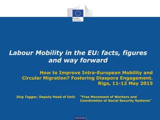 Social Europe
Labour Mobility in the EU: facts, figures
and way forward
How to Improve Intra-European Mobility and
Circular Migration? Fostering Diaspora Engagement.
Riga, 11-12 May 2015
Jörg Tagger, Deputy Head of Unit: "Free Movement of Workers and
Coordination of Social Security Systems"
 