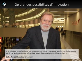 Edité par AdsVark Digital Publishing / FrenchWeb.fr - 2014
1/ Le programme Start Me Up!
De grandes possibilités d’innovation
« L’intuition prend aujourd’hui beaucoup de valeurs dans une société de l’information
car il y a justement énormément de datas à comprendre et à interpréter. »
!
John Naisbitt, auteur américain
 