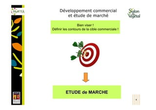 Développement commercial
        et étude de marché

                 Bien viser !
Définir les contours de la cible commerciale !




         ETUDE de MARCHE
                                                 4
 