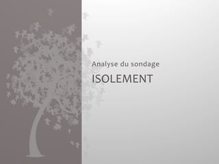 Analyse 
du 
sondage 
ISOLEMENT 
 