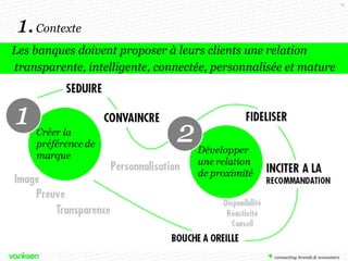 16

1. Contexte
Les banques doivent proposer à leurs clients une relation
transparente, intelligente, connectée, personnalisée et mature

 