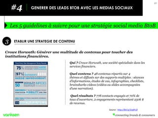 Les 5 guidelines à suivre pour une stratégie social media BtoB 
#4 
GENERER DES LEADS BTOB AVEC LES MEDIAS SOCIAUX 
Crowe ...