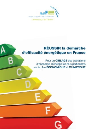 RÉUSSIR la démarche
d’efficacité énergétique en France
Pour un CIBLAGE des opérations
d’économie d’énergie les plus pertinentes
sur le plan ÉCONOMIQUE et CLIMATIQUE
L’Electricité, c’est l’avenir !
 