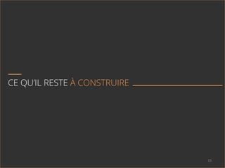 CE QU’IL RESTE À CONSTRUIRE
15	
  
 