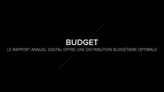 7
5
LE RAPPORT ANNUEL DIGITAL OFFRE UNE DISTRIBUTION BUDGÉTAIRE OPTIMALE
BUDGET
 