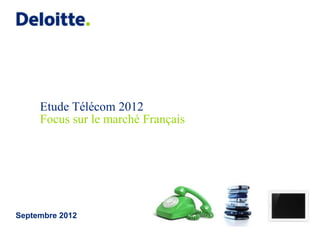 Etude Télécom 2012
     Focus sur le marché Français




Septembre 2012
 