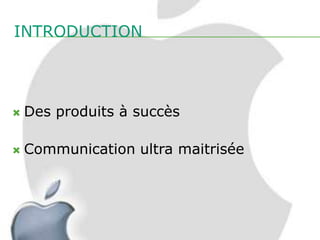 INTRODUCTION



   Des produits à succès

   Communication ultra maitrisée
 