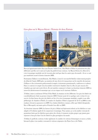 Gros plan sur le Moyen-Orient : l’histoire de deux Émirats




                        Bien qu’appartenant toutes deux aux Émirats Arabes Unis, Abu Dhabi et Dubaï ne pourraient être plus
                        différentes qu’elles ne le sont sur le plan du profil de leurs visiteurs. Au Moyen-Orient, les effets de la
                        crise économique mondiale ont été ressentis plus tard que dans les autres pays du monde : ils ne se sont
                        pas manifestés avant le dernier trimestre 2008.
                        Destination d’affaires essentiellement, Abu Dhabi a conservé son marché hôtelier relativement prospère
                        du début de l’année 2009 grâce au maintien de taux élevés de transactions sur les marchés du tourisme
                        d’affaires et des événements professionnels (congrès, événements promotionnels, conférences et salons).
                        Dans ce contexte et compte tenu du nombre restreint de chambres dans la ville, les prix moyens des
                        chambres par nuit sont restés élevés. Ils ont toutefois commencé à chuter au deuxième trimestre 2009 en
                        raison du ralentissement économique qui a eu un impact sur le tourisme d’affaires.
                        À Dubaï, située à seulement 119 km d’Abu Dhabi, la situation est très différente. Les prix des hôtels ont
                        considérablement chuté au premier trimestre 2009, l’émirat ayant été en quelque sorte victime de son
                        succès. La forte baisse des prix des hôtels est liée à la crise économique mondiale, couplée à une offre
                        pléthorique de chambres d’hôtels. Le nombre de chambres d’hôtel a augmenté de 16 % en 2008 et cette
                        tendance devrait se poursuivre en 2009. Les chaînes hôtelières connues, telles que Sofitel, Kempinski,
                        Ibis et Mövenpick, ont toutes prévu d’étendre leur offre en 2009.
                        Au deuxième trimestre 2009, les baisses de prix à Dubaï ont légèrement ralenti car les hôteliers se sont
                        adaptés à l’évolution rapide de la conjoncture économique. Pour autant, au vu du nombre croissant de
                        promotions faites par les hôteliers pour attirer des clients, le moment est plus propice que jamais pour
                        séjourner à bon prix dans l’un des hôtels les plus prestigieux du monde.
                        À Dubaï, le profil des visiteurs évolue également. Le nombre de visiteurs britanniques et russes a chuté,
                        laissant la place à un nombre croissant de visiteurs originaires des États-Unis et de l’Italie.




14   The Hotel Price Index Panorama des prix des hôtels de janvier à juin 2009
 