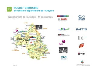 • page 96
FOCUS TERRITOIRE
Echantillon département de l’Aveyron
03
Département de l’Aveyron - 11 entreprises
 