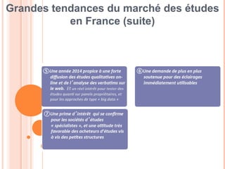 LES ÉTUDES MARKETING
 Sources traditionnelles : systèmes d’informations
internes et panels
 Remise en cause par le big data et les médias sociaux
 Etudes qualitatives vs. quantitatives
 L’essor des études sur internet
 