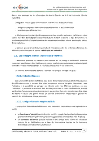 LES SYSTEMES DE GESTION DES IDENTITES ET DES ACCES : MISE EN ŒUVRE ET ...