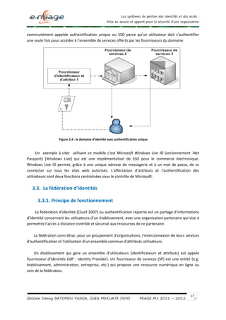 LES SYSTEMES DE GESTION DES IDENTITES ET DES ACCES : MISE EN ŒUVRE ET ...