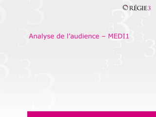 Analyse de l’audience – MEDI1
 