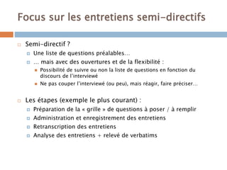 Entretiens Semi Directifs
