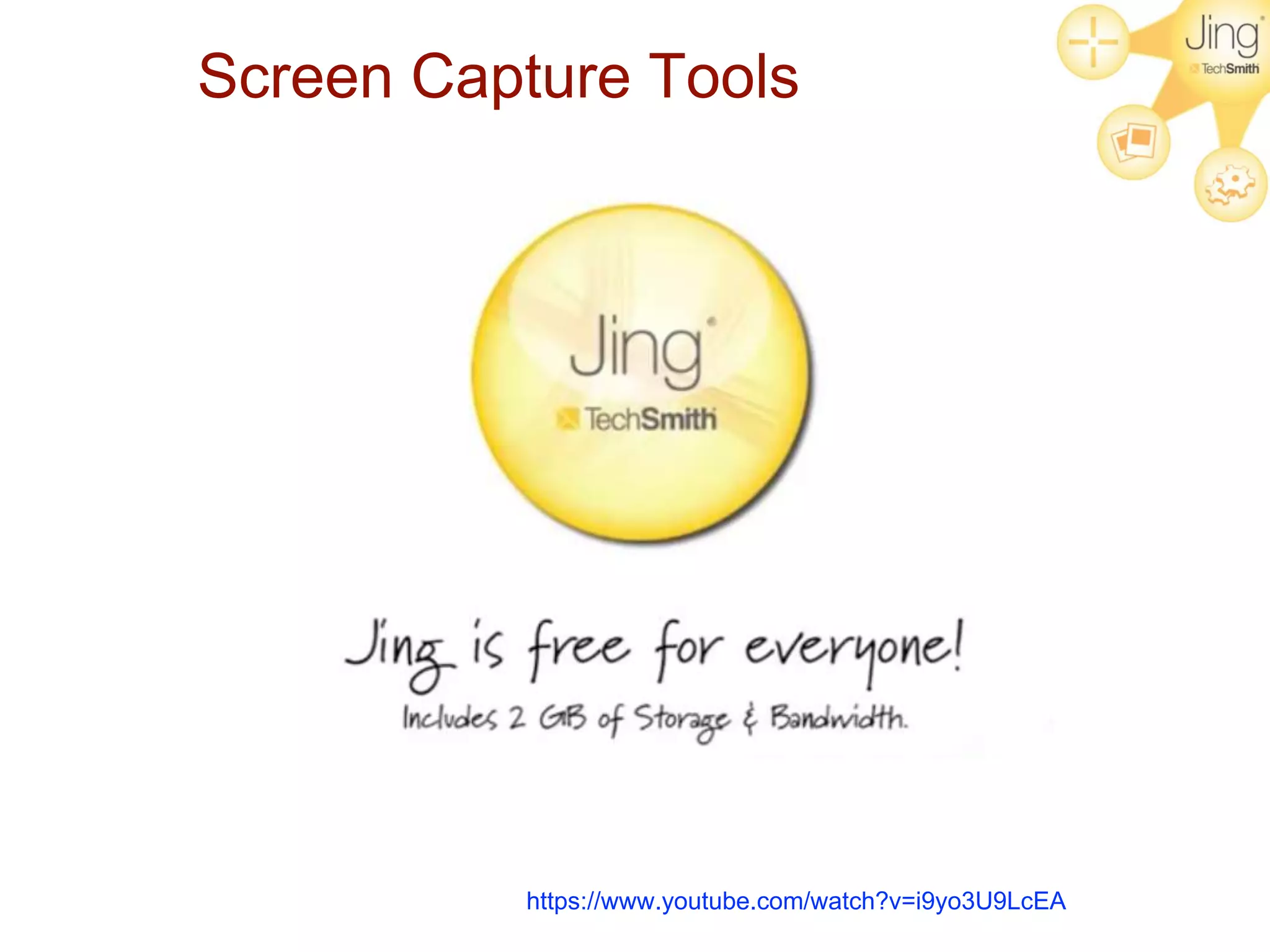 Screen Capture Tools
https://www.youtube.com/watch?v=i9yo3U9LcEA