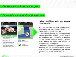 158

La musique, un terrain d’expression pour les marques
Les marques sur les réseaux sociaux musicaux
Etre une
quotidien

marque

coach

au

D’autres utilisent Spotify pour ajouter
une plus-value à leur produit : Reebok a
généré plusieurs playlists dédiées au
sport sur la plateforme pour le plus
grand plaisir de ses consommateurs.

 