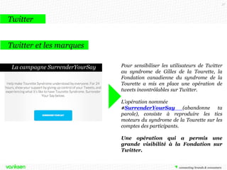 37

Twitter
Les types de publicités sur Twitter :
La tendance sponsorisée
Quoi ? Votre hashtag de tendance sera visible en
tête de la rubrique des tendances du moment, ce
format redirige vers un tweet étendu en première
position des conversations autour de la tendance.
La tendance sponsorisée garantit jusqu’à 10
millions d’impressions par jour sur la
France. Elle s’achète pour une période de 24h, sur
un pays exclusivement, pour un montant de 5k€
Principal intérêt ? Outil de branding par
excellence. Pour relayer un événement, une
opération de buzz ou une marque.

 