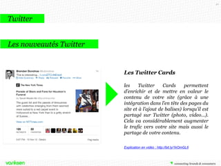 40

Twitter
Les nouveautés Twitter

Twitter Music va fermer
Le réseau social s’était associé à iTunes,
Spotify et Rdio pour détecter et jouer les
titres mentionnés dans les tweets, au
sein d'une application iOS et d'une
plateforme Web à part. Visiblement
sans grand succès, l’application devrait
fermer sous peu.

 