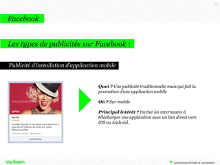 22

Facebook
Les types de publicités sur Facebook :
Publicité d’installation d’application mobile

Quoi ? Une publicité tr...