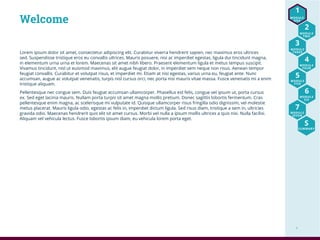 MODULE
ONE
4
1
MODULE
THREE
3
MODULE
TWO
2
MODULE
FOUR
4
MODULE
FIVE
5
MODULE
SIX
6
MODULE
SEVEN
7
SUMMARY
S
Lorem ipsum dolor sit amet, consectetur adipiscing elit. Curabitur viverra hendrerit sapien, nec maximus eros ultrices
sed. Suspendisse tristique eros eu convallis ultrices. Mauris posuere, nisi ac imperdiet egestas, ligula dui tincidunt magna,
in elementum urna urna et lorem. Maecenas sit amet nibh libero. Praesent elementum ligula et metus tempus suscipit.
Vivamus tincidunt, nisl ut euismod maximus, elit augue feugiat dolor, in imperdiet sem neque non risus. Aenean tempor
feugiat convallis. Curabitur et volutpat risus, et imperdiet mi. Etiam at nisi egestas, varius urna eu, feugiat ante. Nunc
accumsan, augue ac volutpat venenatis, turpis nisl cursus orci, nec porta nisi mauris vitae massa. Fusce venenatis mi a enim
tristique aliquam.
Pellentesque nec congue sem. Duis feugiat accumsan ullamcorper. Phasellus est felis, congue vel ipsum ut, porta cursus
ex. Sed eget lacinia mauris. Nullam porta turpis sit amet magna mollis pretium. Donec sagittis lobortis fermentum. Cras
pellentesque enim magna, ac scelerisque mi vulputate id. Quisque ullamcorper risus fringilla odio dignissim, vel molestie
metus placerat. Mauris ligula odio, egestas ac felis in, imperdiet dictum ligula. Sed risus diam, tristique a sem in, ultricies
gravida odio. Maecenas hendrerit quis elit sit amet cursus. Morbi vel nulla a ipsum mollis ultrices a quis nisi. Nulla facilisi.
Aliquam vel vehicula lectus. Fusce lobortis ipsum diam, eu vehicula lorem porta eget.
Welcome
 