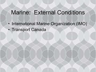 Marine:  External Conditions International Marine Organization (IMO) Transport Canada 