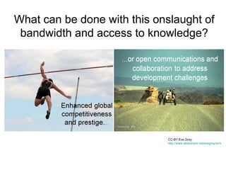 OER UCT Project
• Funded by Shuttleworth Foundation from March 2009 –
  February 2010, total value R800,000 ($97,000 CAD)
• Activities:
   – Survey existing teaching & learning resources with
     potential to be OERs
   – Provide support to OER creators
   – Facilitate the publication of 5 exemplar OERs
   – Create an OER Directory for UCT
   – Document the OER UCT process as a case study
• Encourage and support the production and sharing
  of South African open educational resources
 
