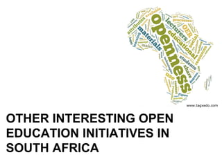 Prepared by: Michael Paskevicius
 michael.paskevicus@gmail.com

 OpenUCT
 http://openuct.uct.ac.za/


 OpenContent Directory:
 http://opencontent.uct.ac.za


 Follow me: http://twitter.com/mpaskevi


 Presentations:
 http://www.slideshare.net/mpaskevi



   This work is licensed under the Creative Commons Attribution-
Share Alike 2.5 South Africa License. To view a copy of this license,
 visit http://creativecommons.org/licenses/by-sa/2.5/za/ or send a
  letter to Creative Commons, 171 Second Street, Suite 300, San
                  Francisco, California, 94105, USA.
 